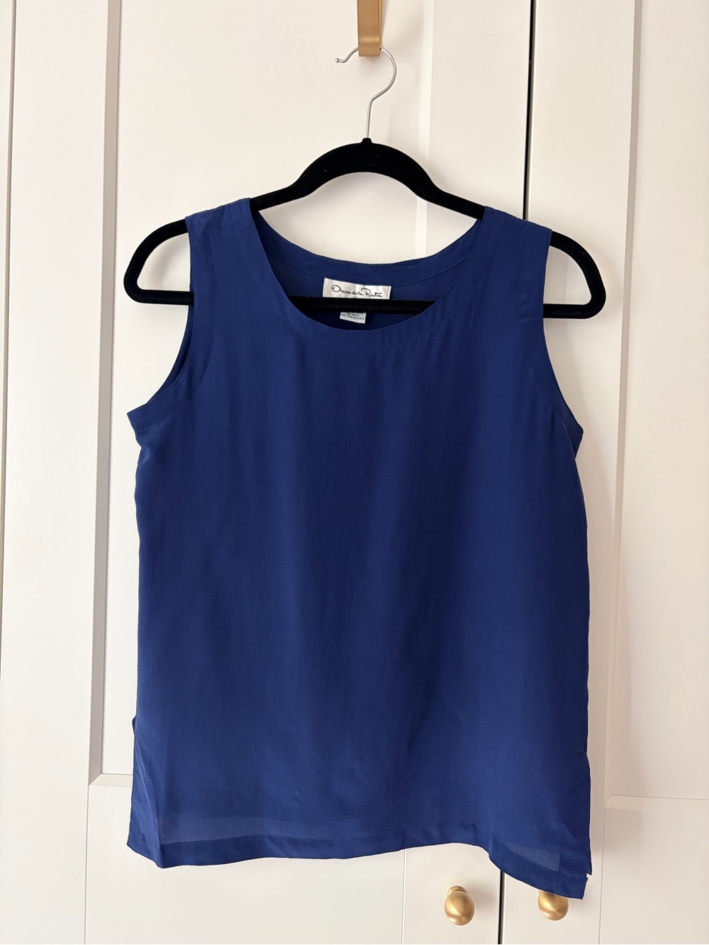 Oscar de la Renta Sleeveless Royal Blue Silk Camisole | S